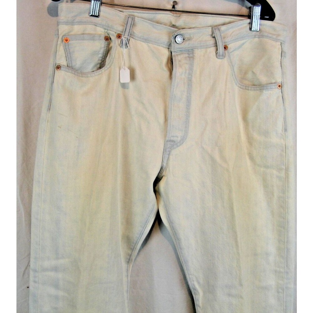 Mens Levi's 501 Button Fly Heavy Wash Distressed Boot Cut Denim Jeans sz 34x30